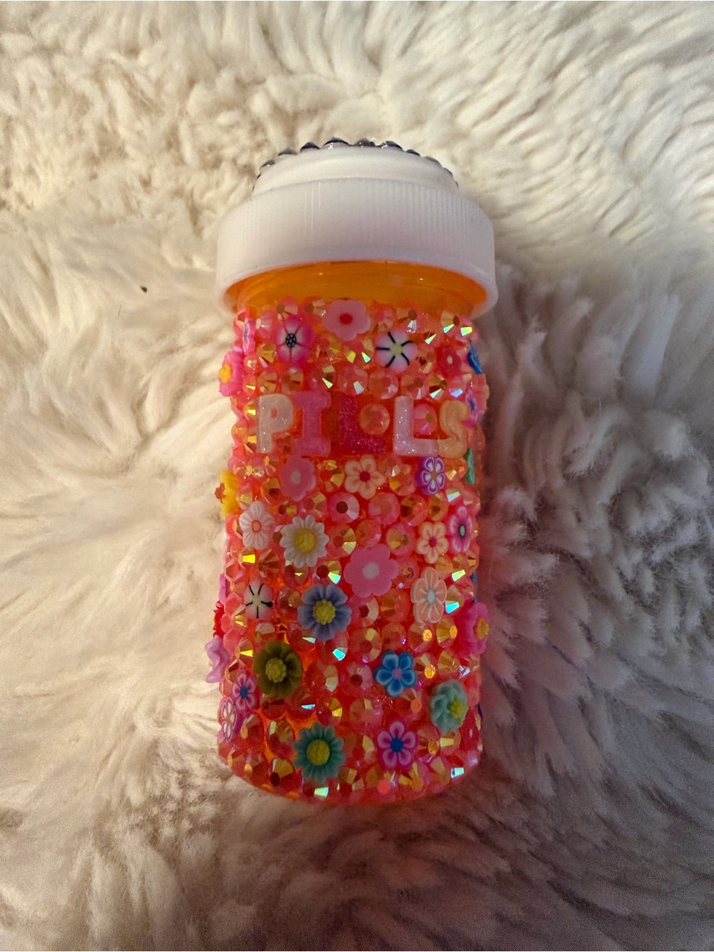 Pink Floral Jeweled Decorative Bottle